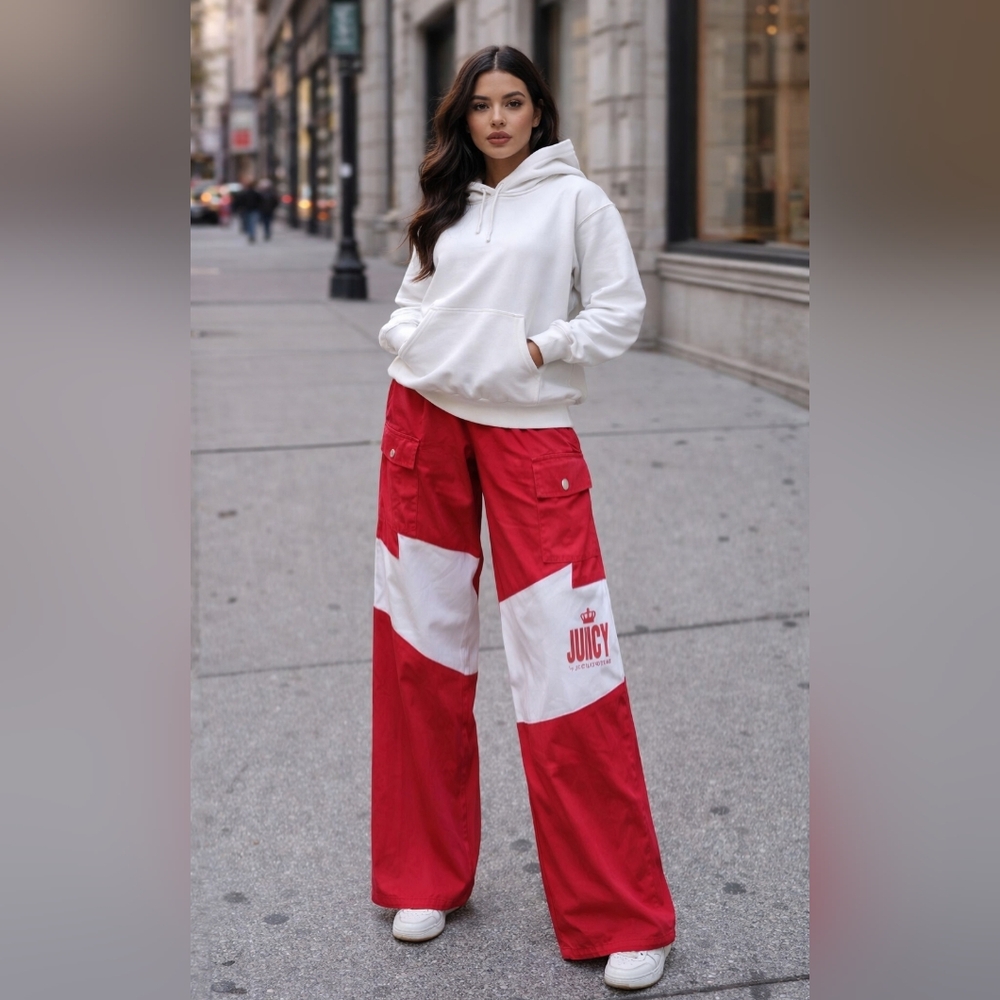 Juicy Couture Red and White Track Pants